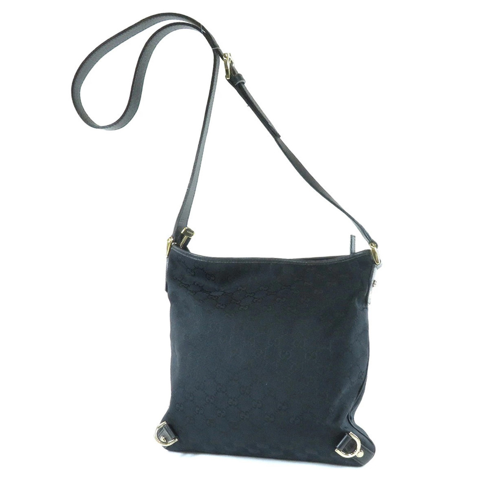 Gucci canvas black bag ring leather Abbey messenger GG